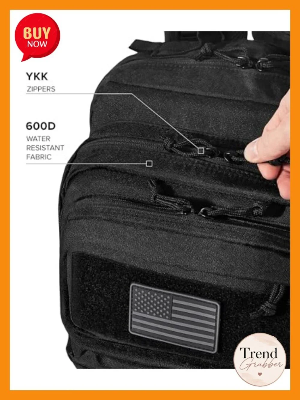 50L Tactical Backpack Molle Rucksack Water Resistant YKK Zippers Heavy Duty